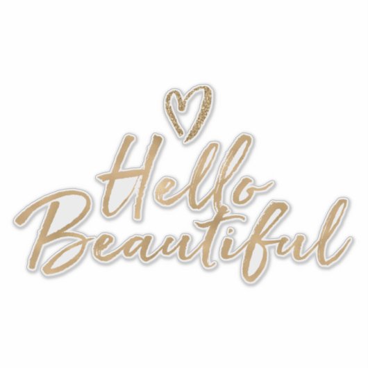 Hallo Gouden Glitzy Glitter Glam Sticker (Voorkant)