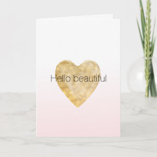 Hallo Gouden Hart Blush Roze Ombre Kaart
