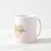 Hallo Gouden Hart Blush Roze Ombre Koffiemok (Voorkant rechts)