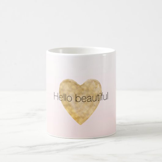 Hallo Gouden Hart Blush Roze Ombre Koffiemok (Center)
