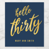 Hallo Gouden Marine "Thirty" Verjaardag Wijn Etiket (Enkel label)