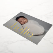 hallo gouden moderne fotogeboorteaankondiging folie uitnodiging (Gedraaid)