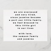 hallo gouden moderne fotogeboorteaankondiging folie uitnodiging (Achterkant)