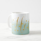 Hallo Gouden Munt Confetti Ombre Koffiemok (Voorkant links)