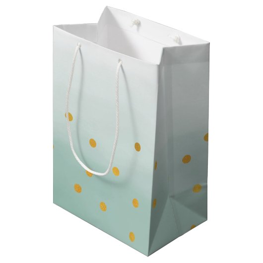 Hallo Gouden Munt Confetti Ombre Medium Cadeauzakje (Voorkant Gekanteld)