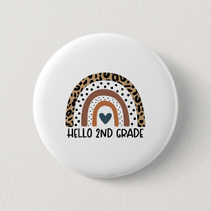 Hallo Graad 2 Regenboog Onderwijs Team Tweede Klas Ronde Button 5,7 Cm