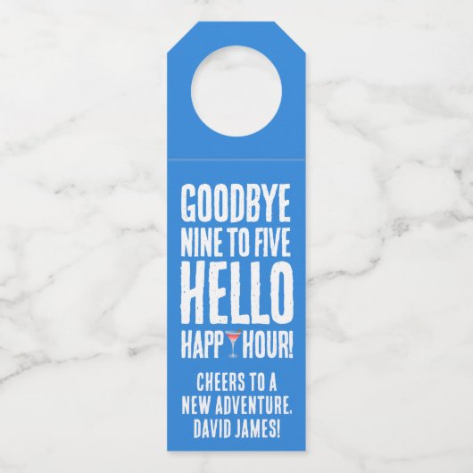 Hallo Grappig afscheid 9 tot 5 Flessenhanger (Achterkant)