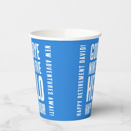 Hallo Grappig afscheid 9 tot 5 Papieren Bekers (Links)