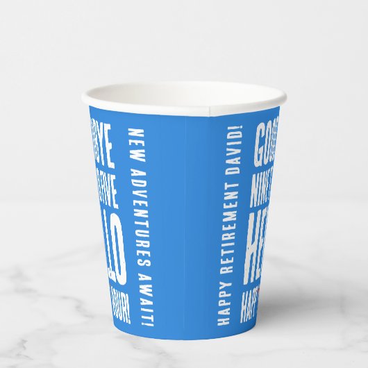 Hallo Grappig afscheid 9 tot 5 Papieren Bekers (Rechts)