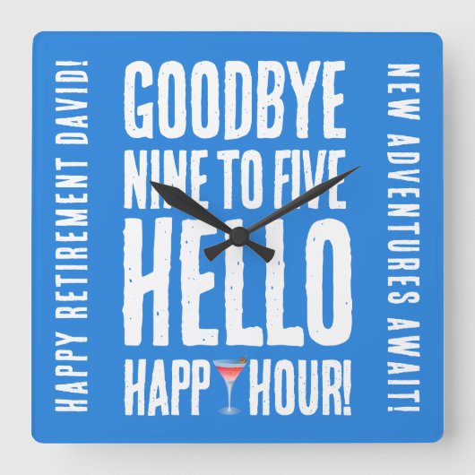Hallo Grappig afscheid 9 tot 5 Vierkante Klok (Voorkant)