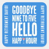 Hallo Grappig afscheid 9 tot 5 Vierkante Sticker (Voorkant)