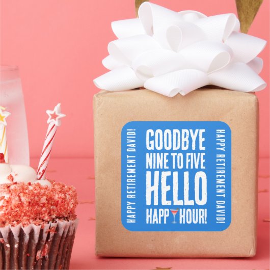 Hallo Grappig afscheid 9 tot 5 Vierkante Sticker (Feest)