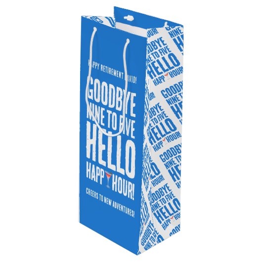 Hallo Grappig afscheid 9 tot 5 Wijn Cadeautas (Voorkant Gekanteld)