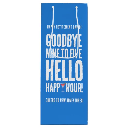 Hallo Grappig afscheid 9 tot 5 Wijn Cadeautas (Voorkant)