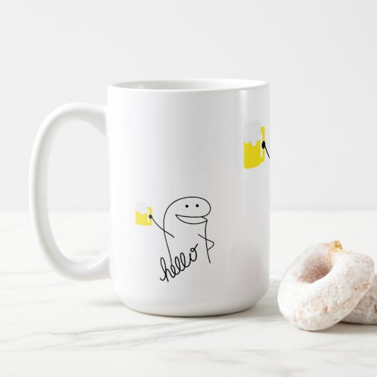 HALLO GRAPPIG CARTOON MEDEWERKER CADEAU MOK (Met donut)