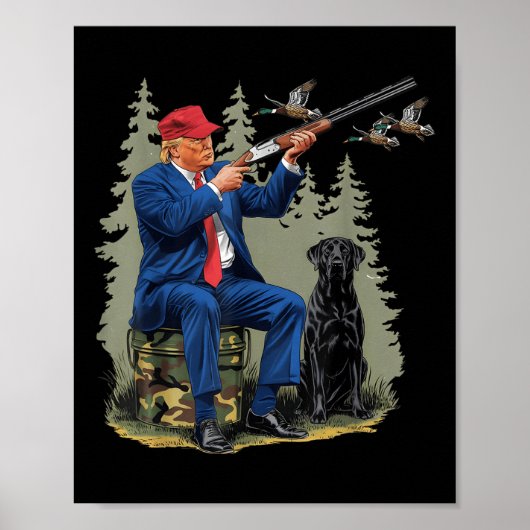 Hallo Grappig Jagen Eend Trump Camo Hunting Poster (Voorkant)