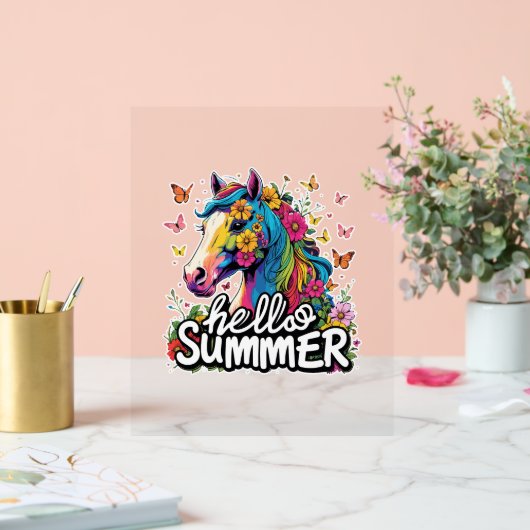 Hallo Grappig zomer paard Acryl Bord (Huwelijk)