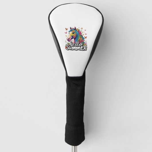 Hallo Grappig zomer paard Golfheadcover (Voorkant)