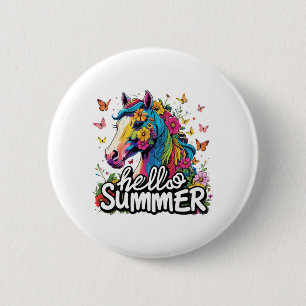 Hallo Grappig zomer paard Ronde Button 5,7 Cm