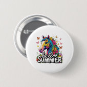 Hallo Grappig zomer paard Ronde Button 5,7 Cm (Voorkant /achterkant)