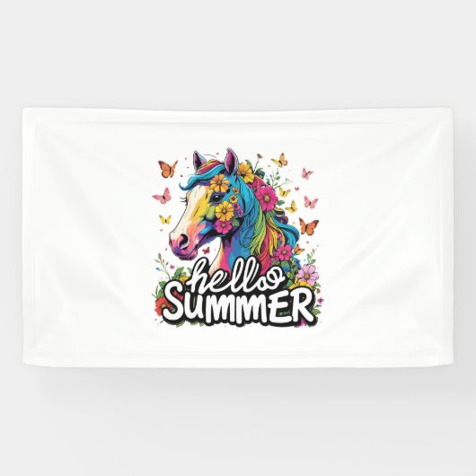 Hallo Grappig zomer paard Spandoek (Horizontaal)