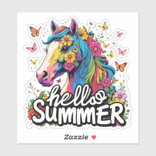 Hallo Grappig zomer paard Sticker (Vel)