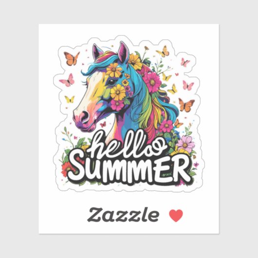 Hallo Grappig zomer paard Sticker (Vel)