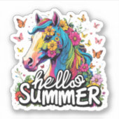 Hallo Grappig zomer paard Sticker (Voorkant)