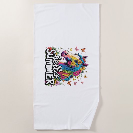 Hallo Grappig zomer paard Strandlaken (Voorkant)