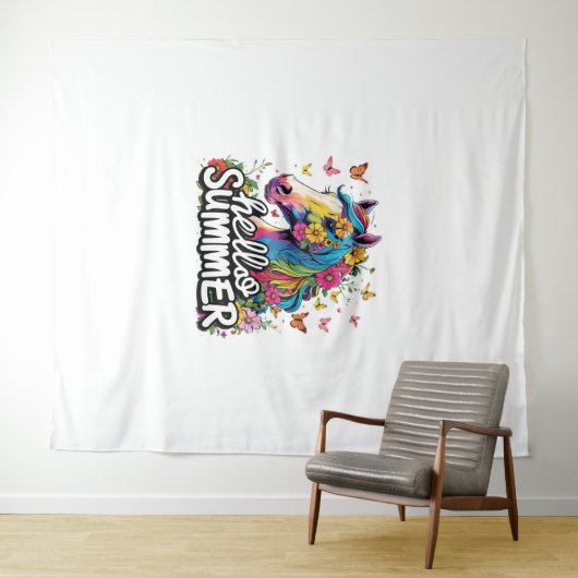 Hallo Grappig zomer paard Wandkleed (In Situ (horizontaal))