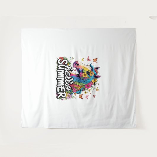 Hallo Grappig zomer paard Wandkleed (Voorkant (horizontaal))