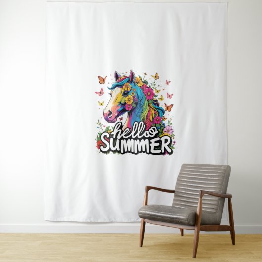Hallo Grappig zomer paard Wandkleed (In situ)