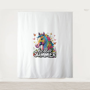 Hallo Grappig zomer paard Wandkleed