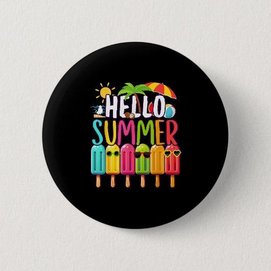 Hallo Grappig? Zomervakantie Popsicle Ice Lolly Ic Ronde Button 5,7 Cm (Voorkant)