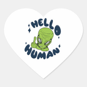 hallo grappige Alien Hart Sticker