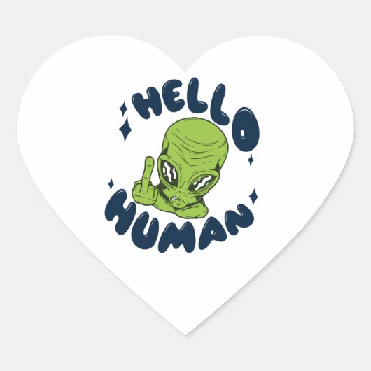 hallo grappige Alien Hart Sticker (Voorkant)