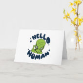 hallo grappige Alien Kaart (Gele Bloem)