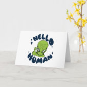 hallo grappige Alien Kaart (Gele Bloem)