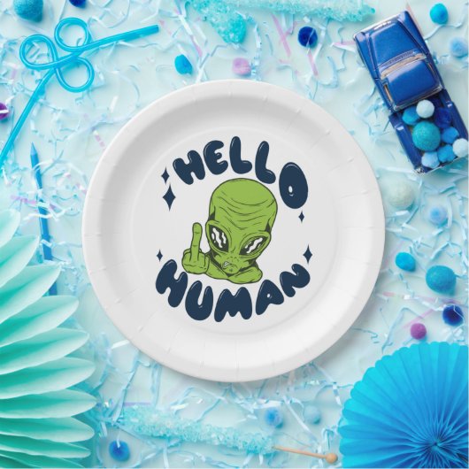 hallo grappige Alien Papieren Bordje (Feest)