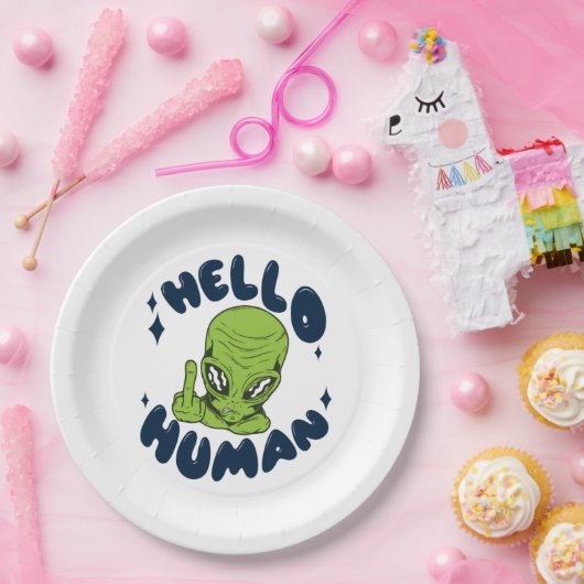 hallo grappige Alien Papieren Bordje (Feest)
