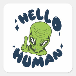 hallo grappige Alien Vierkante Sticker