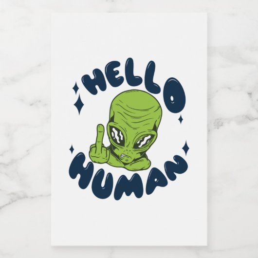 hallo grappige Alien Voedselcontainer Etiket (Enkel label)