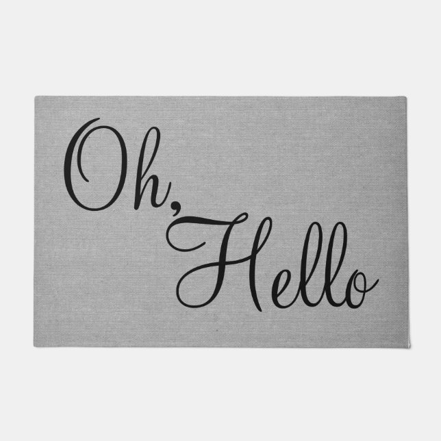 Hallo grappige gezegde humor hipster grijs deurmat (Voorkant)