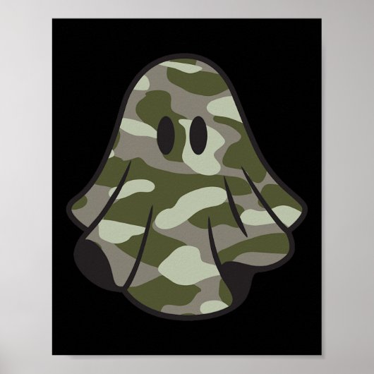 Hallo Grappige Halloween Camouflage Camo Ghost Poster (Voorkant)