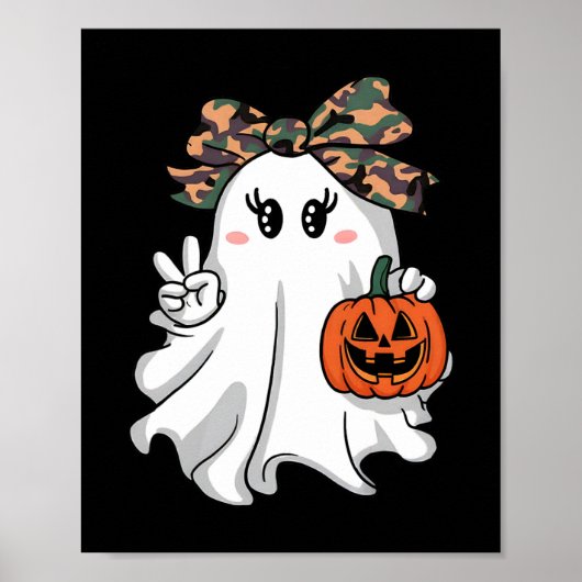 Hallo Grappige Halloween Camouflage Camo Ghost Poster (Voorkant)