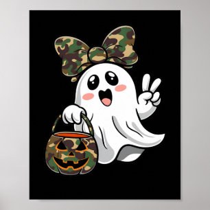 Hallo Grappige Halloween Camouflage Camo Ghost Poster