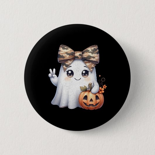 Hallo Grappige Halloween Camouflage Camo Ghost Ronde Button 5,7 Cm (Voorkant)