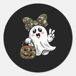Hallo Grappige Halloween Camouflage Camo Ghost Ronde Sticker