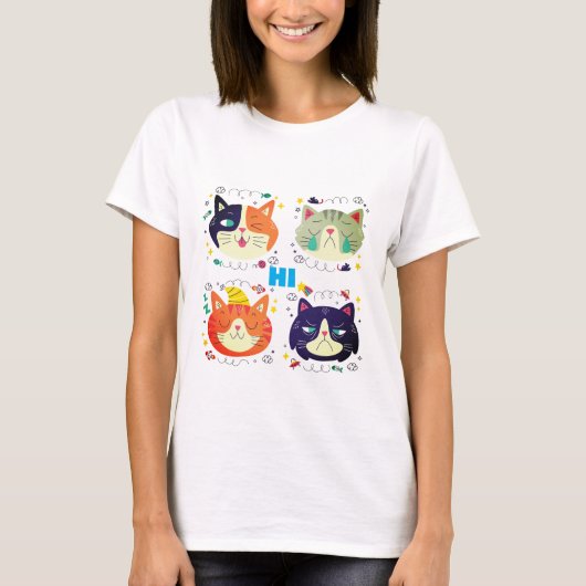 Hallo Grappige Kat Meme Grafische T-Shirt (Voorkant)