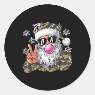 Hallo Grappige kerstcamouflage Camo Santa Ronde Sticker
